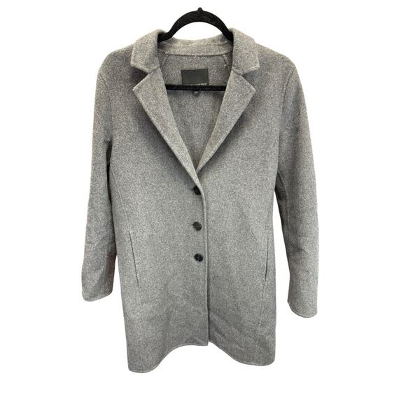 Banana Republic Wool Blend Double-Face Top Coat S Dark Heather Gray Unlined - Picture 3 of 12